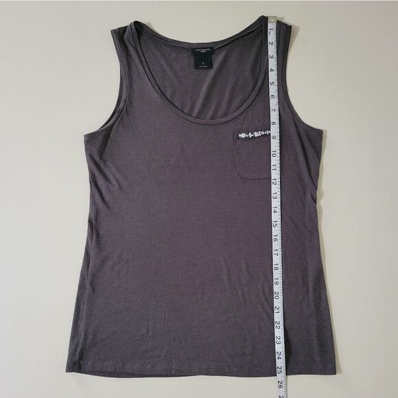 Ann Taylor Brown Embellished Pocket Scoop-neck Tank Top - Picture 4 of 9